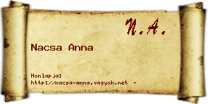 Nacsa Anna névjegykártya